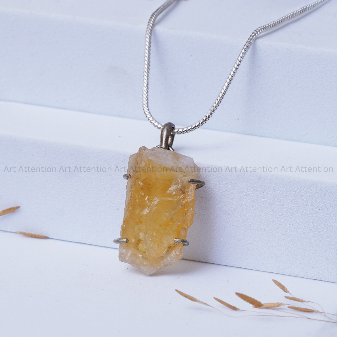 Raw Citrine Cluster Pendant