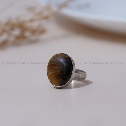 Tiger Eye Adjustable Ring