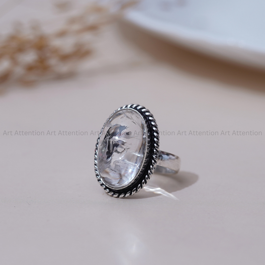 Clear Quartz Adjustable Ring