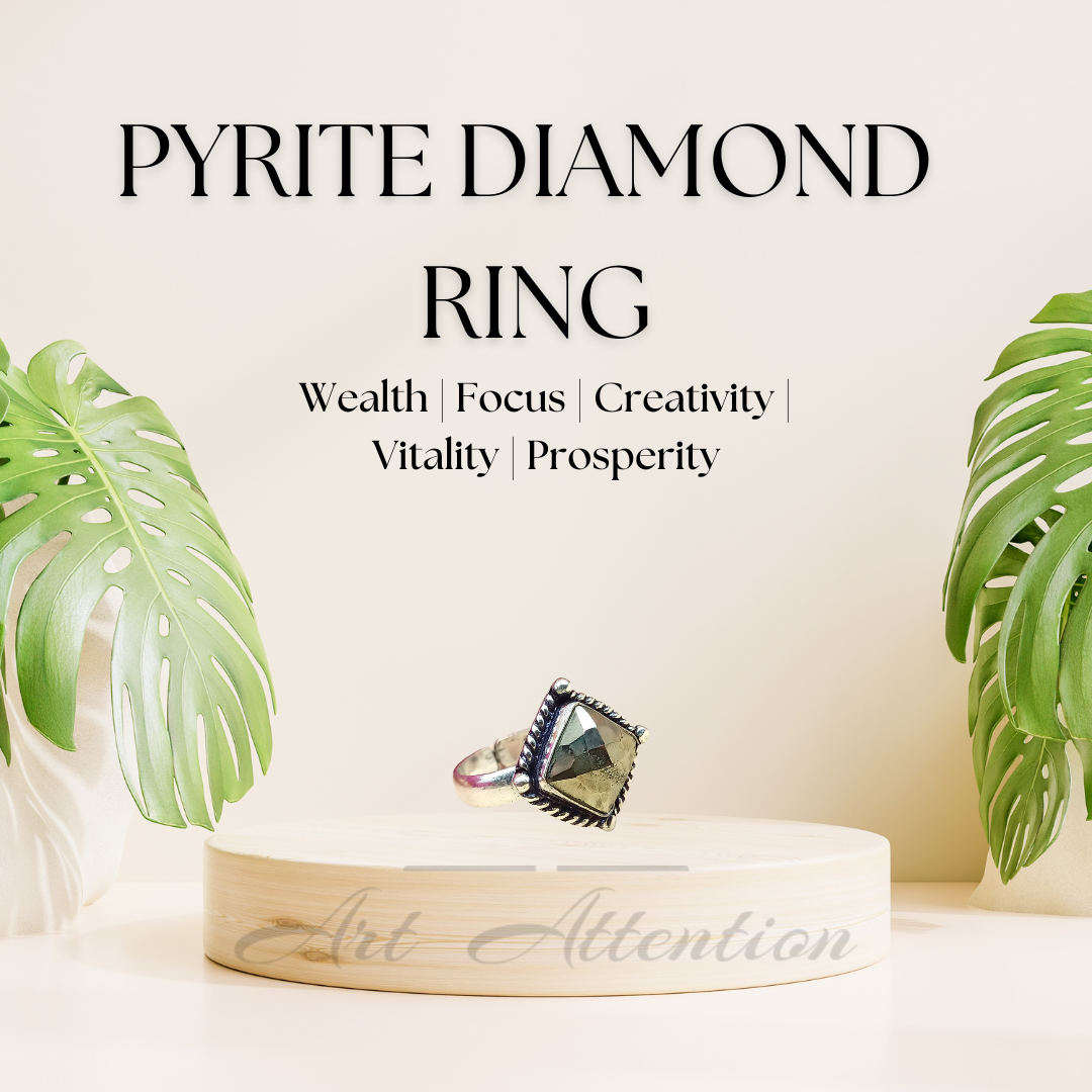 Pyrite Diamond Adjustable Ring