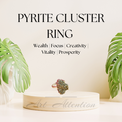 Raw Pyrite Cluster Adjustable Ring