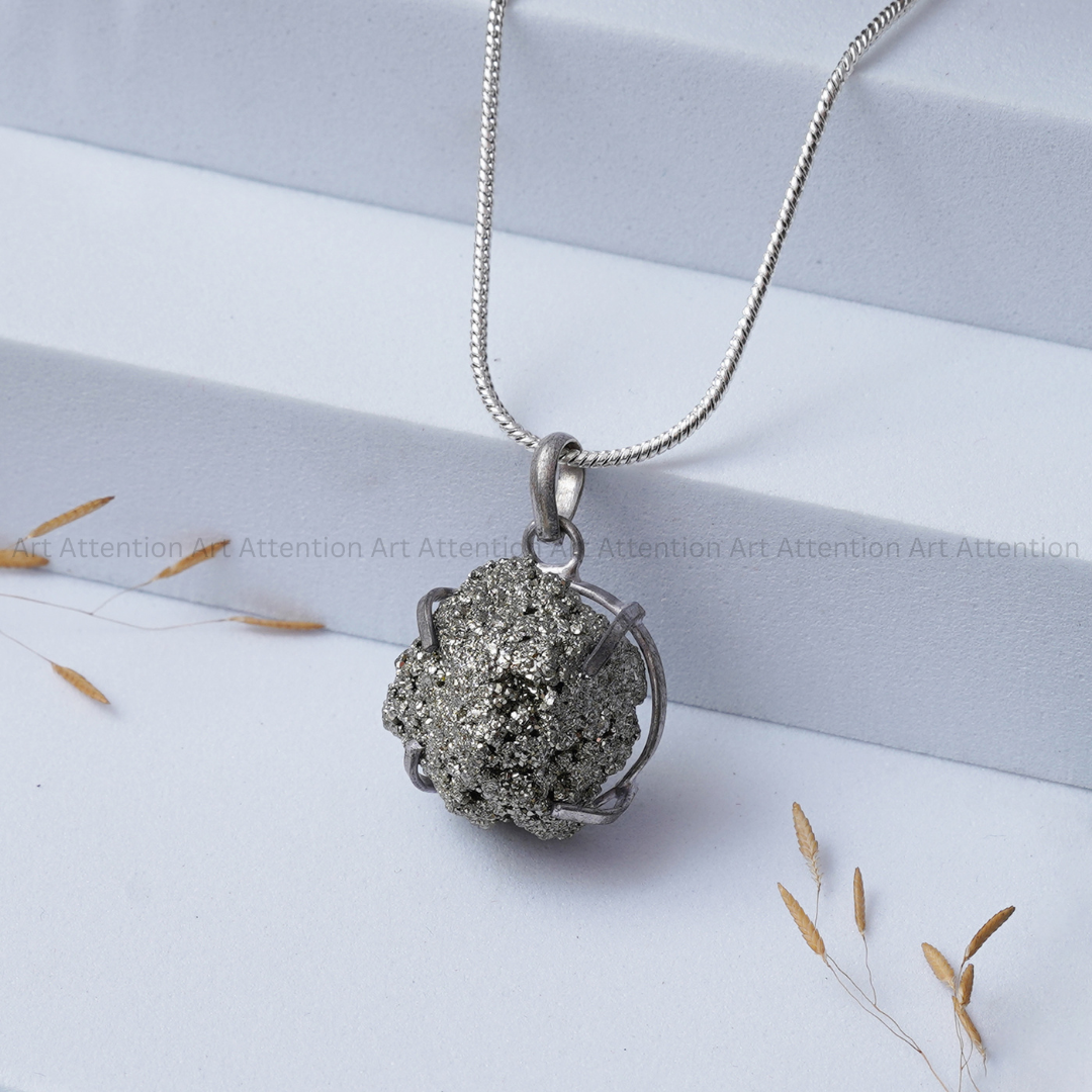 Raw Pyrite Cluster Pendant