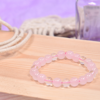 Beauty Enhancer : Rose Quartz & Clear Quartz Bracelet