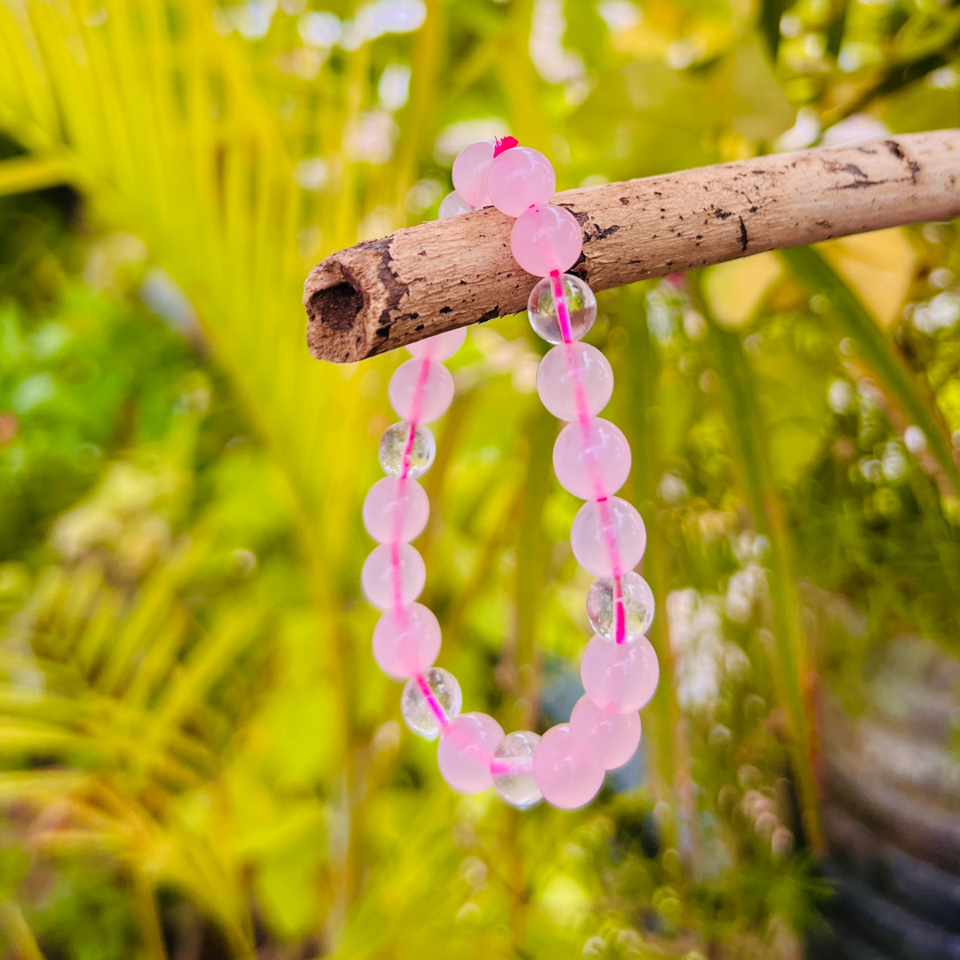 Beauty Enhancer : Rose Quartz & Clear Quartz Bracelet