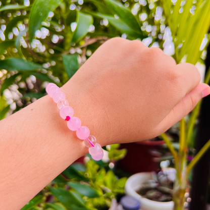 Beauty Enhancer : Rose Quartz & Clear Quartz Bracelet