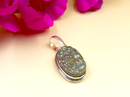 Raw Pyrite Oval Pendant