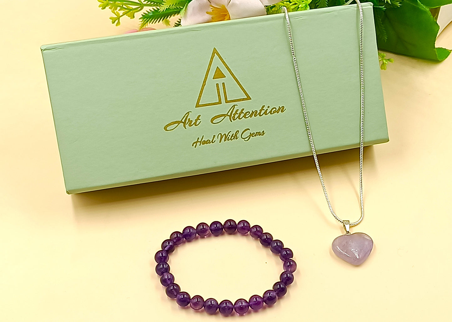 Amethyst Heart Pendant and Bracelet