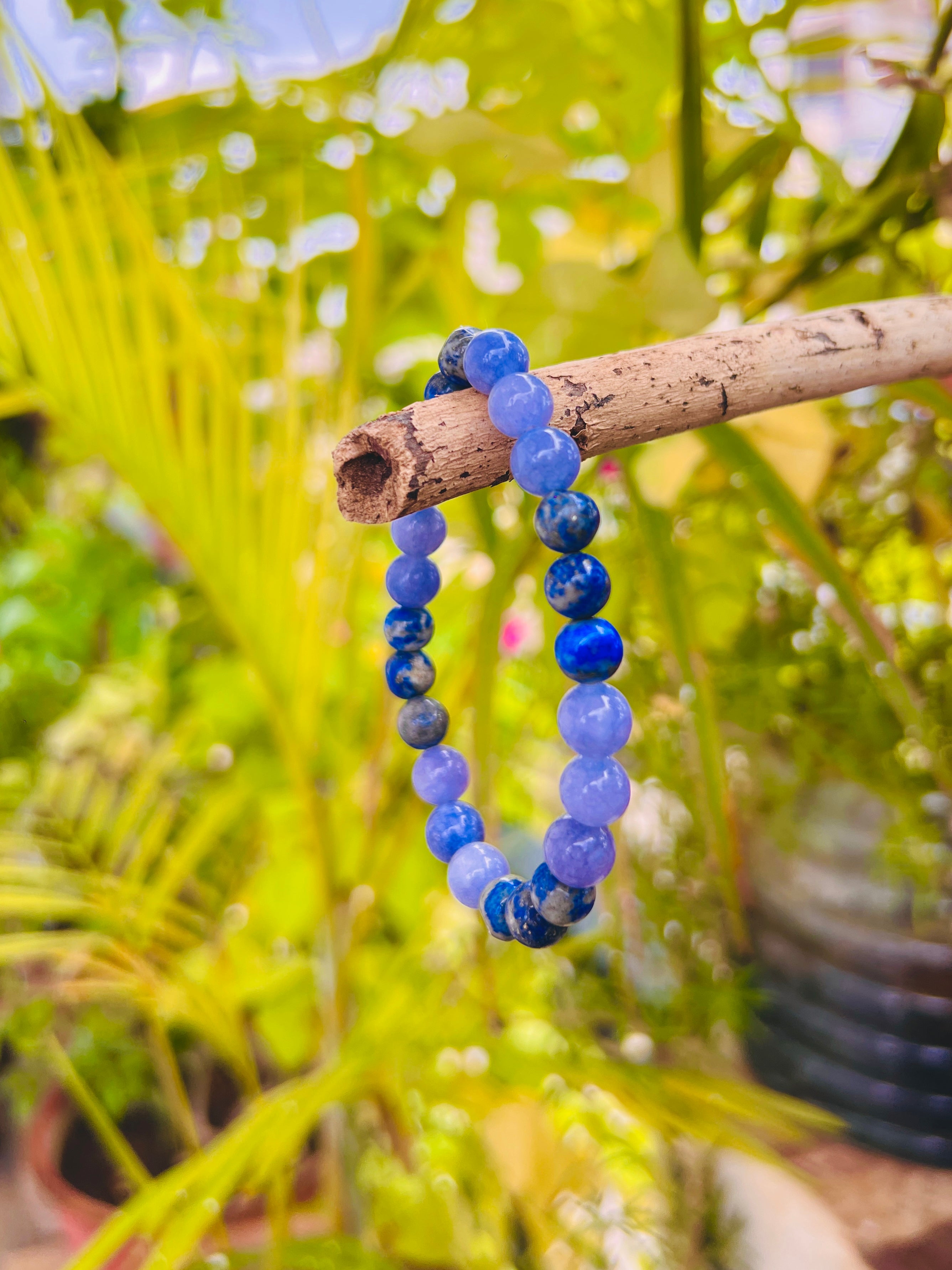 Natural 8mm Lapis Lazuli Beaded Bracelet for Mind Protection Anxiety Relief  | eBay