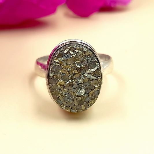 Pyrite Oval Ring