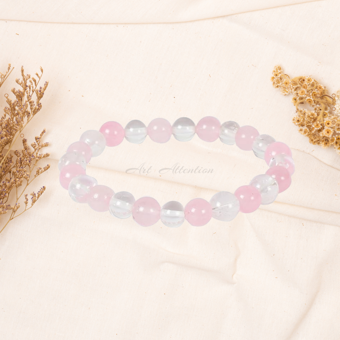 Beauty Enhancer : Rose Quartz & Clear Quartz Bracelet