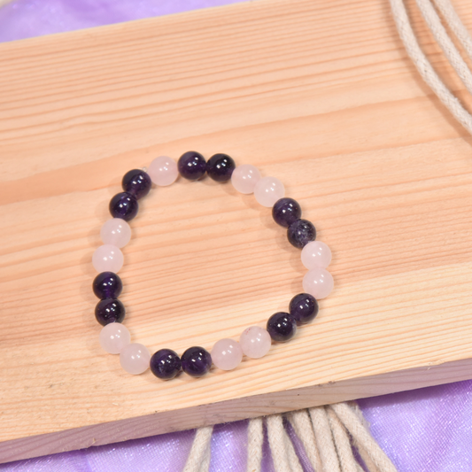 Stress Relief Bracelet - Amethyst and Rose Quartz Combination